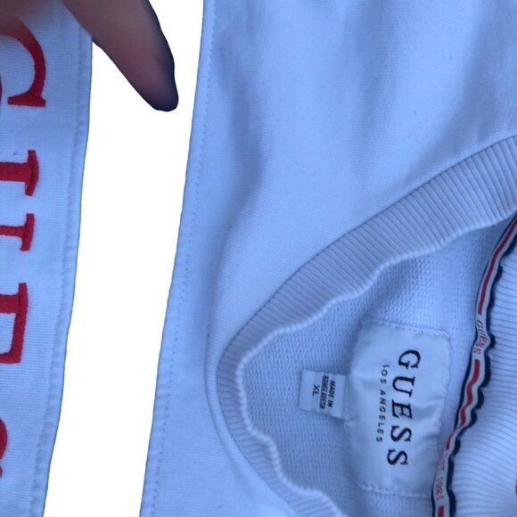 STRIPED Guess Shirt Sweater XL White/Navy - Picture 5 of 6